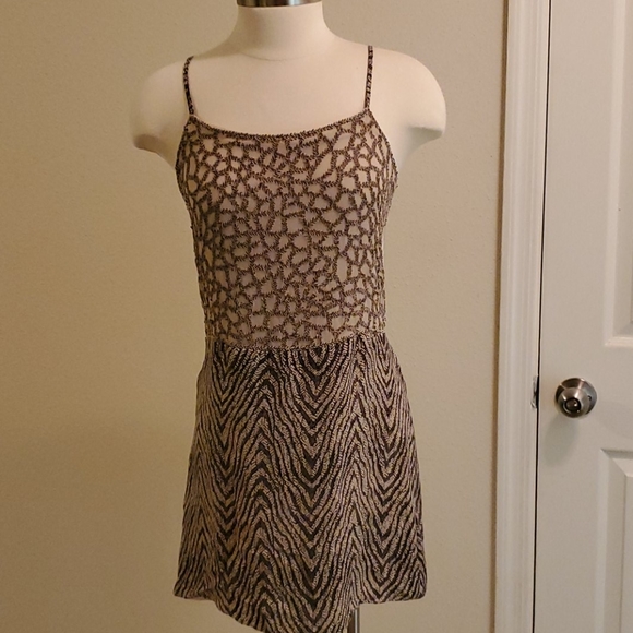 Parker Silk Sequin Animal Print Dress Sz S - Picture 3 of 8
